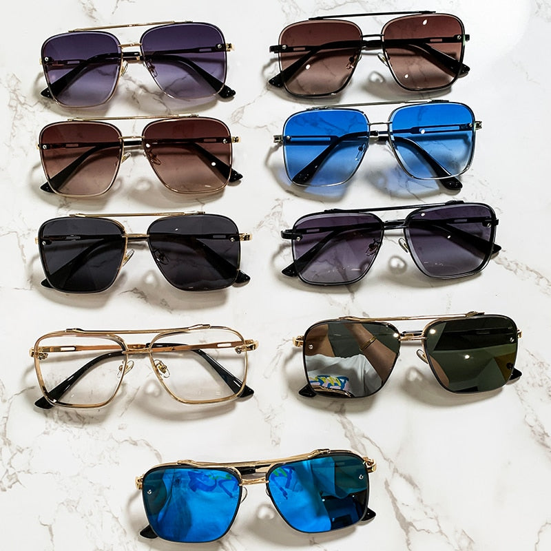 Lunettes De soleil carrées en métal pour hommes.