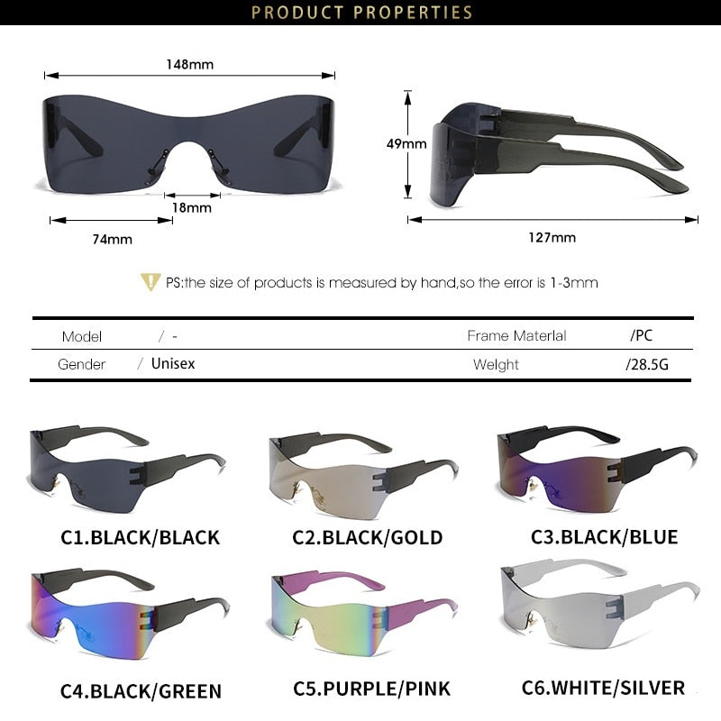 Lunettes de soleil de sport tendance pour hommes et femmes, style Punk Y2k.