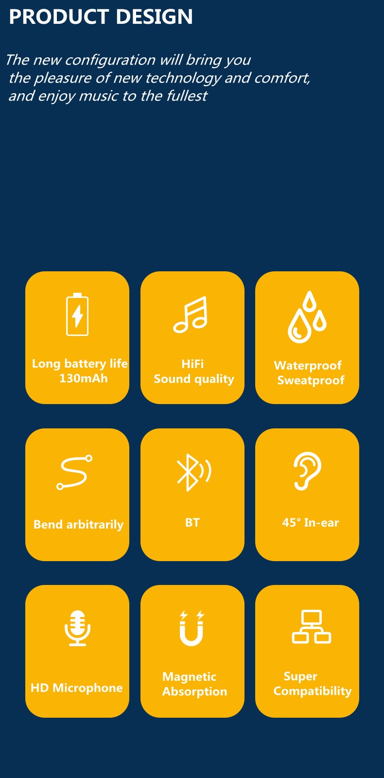 TWS cou sans fil Bluetooth 5.0 écouteurs magnétique sport course casque étanche écouteurs réduction du bruit casque