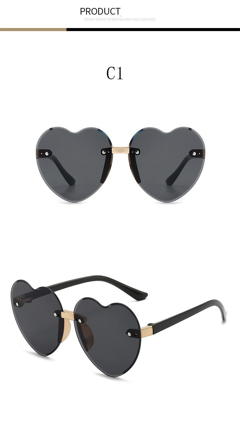 Nouveau élégant sans monture enfants mignon amour lunettes de soleil mode enfant rose dégradé lunettes de soleil garçon fille lunettes UV400 lunettes