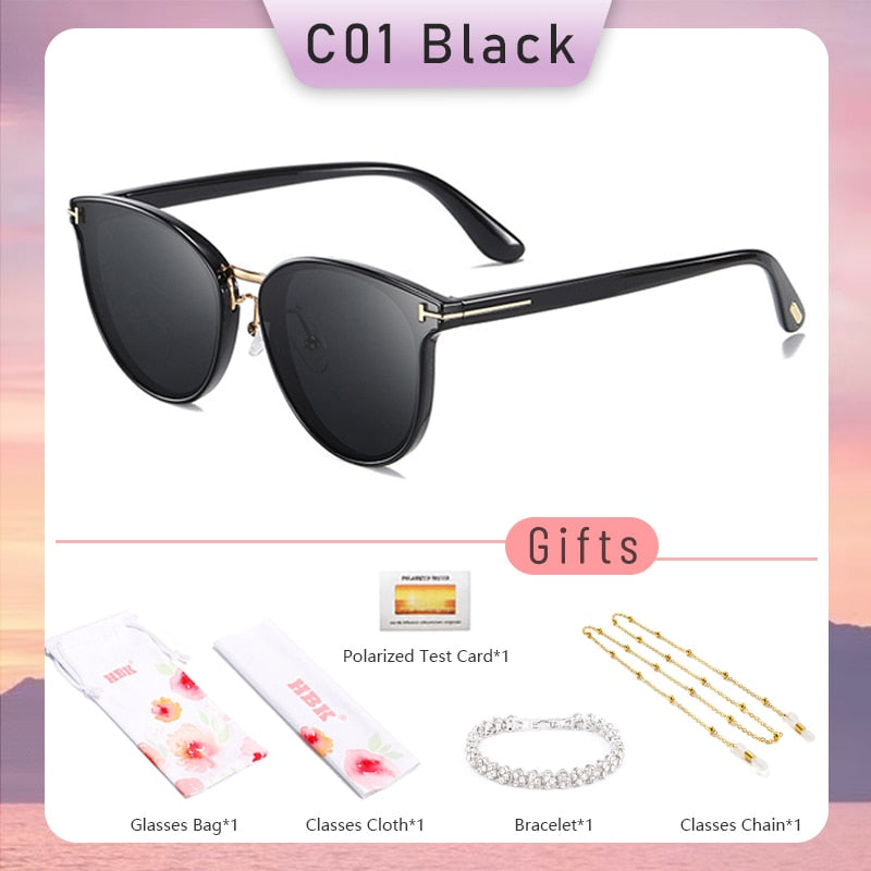 HBK – lunettes de soleil polarisées œil de chat pour femmes.