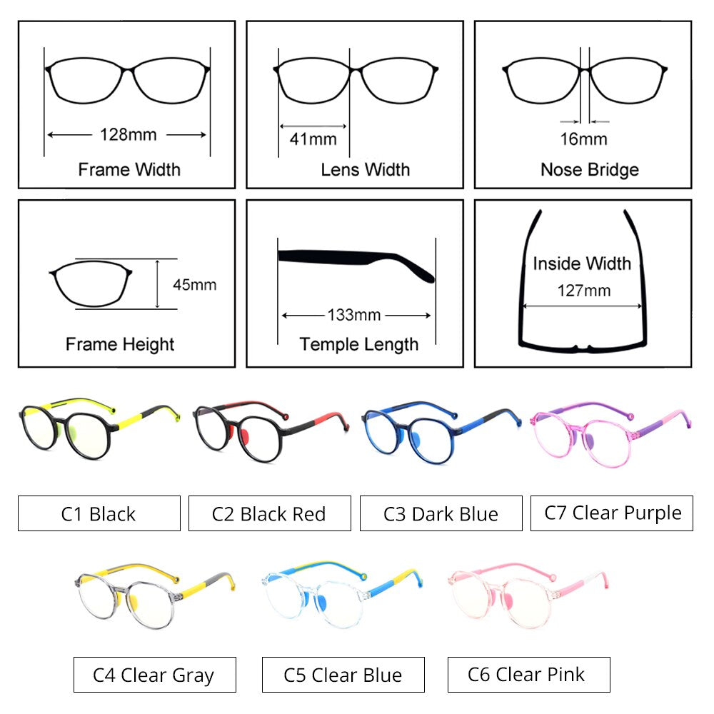 Lunettes Anti-lumière bleue pour enfants TR90 lunettes médicales optiques rondes montures enfants zéro lunettes d'ordinateur sans diplôme