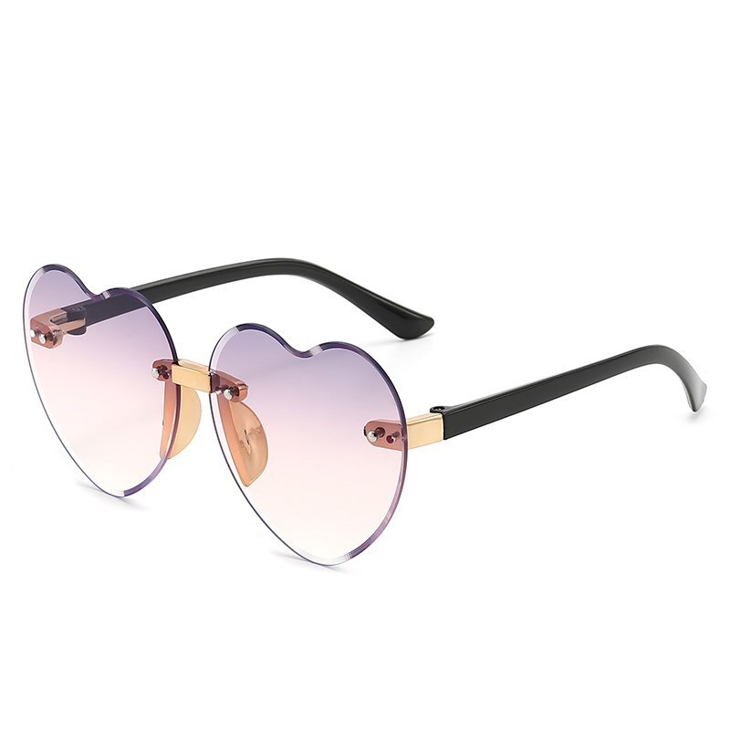 Nouveau élégant sans monture enfants mignon amour lunettes de soleil mode enfant rose dégradé lunettes de soleil garçon fille lunettes UV400 lunettes