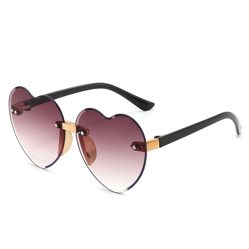 Nouveau élégant sans monture enfants mignon amour lunettes de soleil mode enfant rose dégradé lunettes de soleil garçon fille lunettes UV400 lunettes