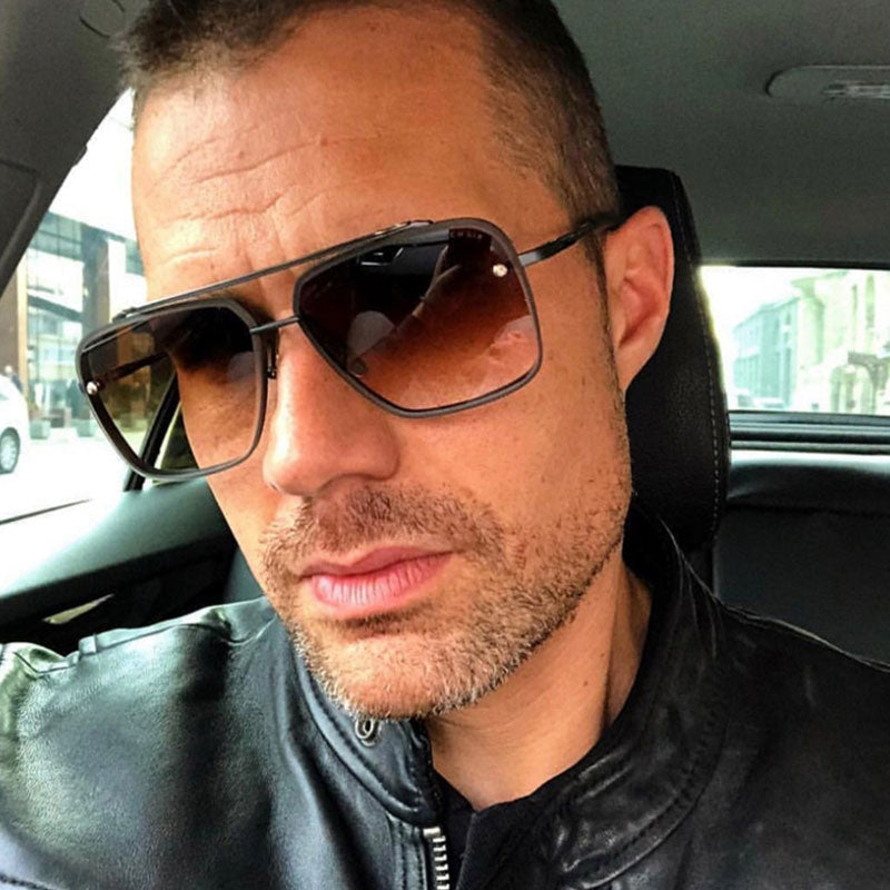 Lunettes De soleil carrées en métal pour hommes.