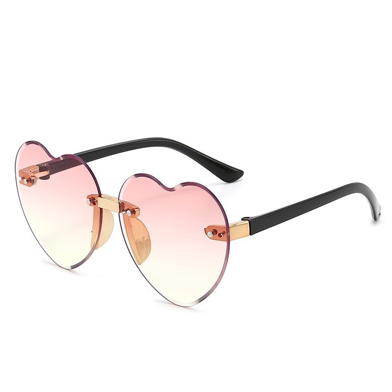 Nouveau élégant sans monture enfants mignon amour lunettes de soleil mode enfant rose dégradé lunettes de soleil garçon fille lunettes UV400 lunettes