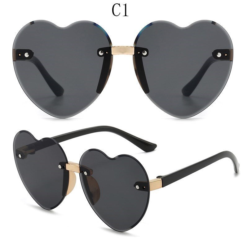 Nouveau élégant sans monture enfants mignon amour lunettes de soleil mode enfant rose dégradé lunettes de soleil garçon fille lunettes UV400 lunettes