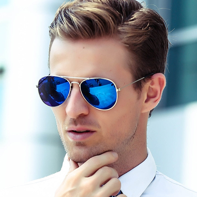 Lunettes de soleil aviateur bleu pour hommes et femmes, R3025, Aviation
