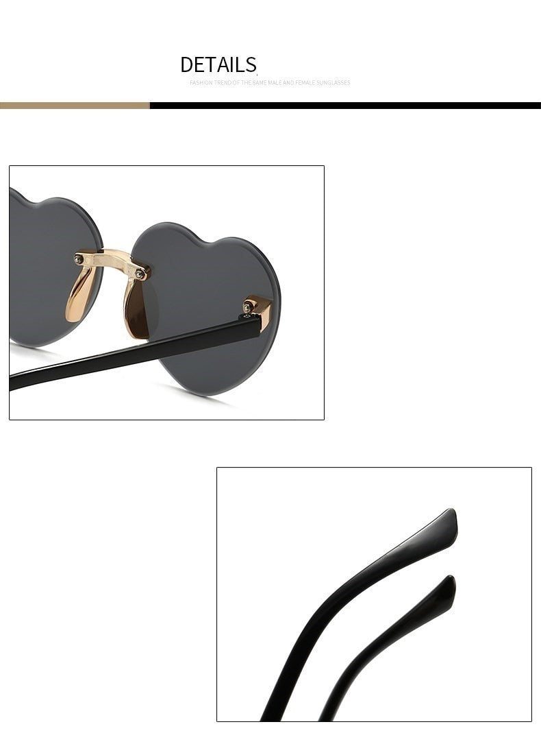 Nouveau élégant sans monture enfants mignon amour lunettes de soleil mode enfant rose dégradé lunettes de soleil garçon fille lunettes UV400 lunettes