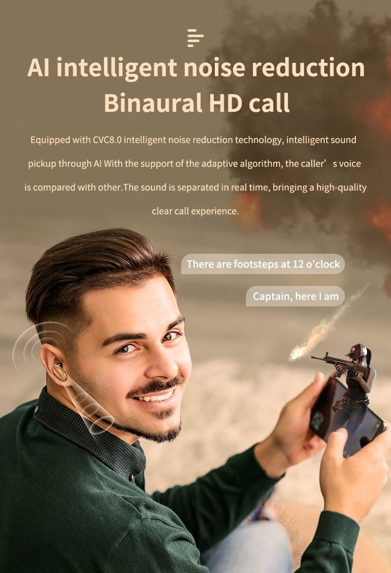 TWS Casques Sans Fil Bluetooth 5.2 Casque Intelligente Tactile Dans L'oreille HiFi Stéréo Écouteur Avec Micro Sport Bouchons D'oreilles Étanches