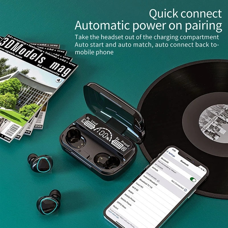 M10 TWS Casque sans fil Écouteurs 2500mAh Boîte de chargement Casques stéréo étanches compatibles Bluetooth avec microphone
