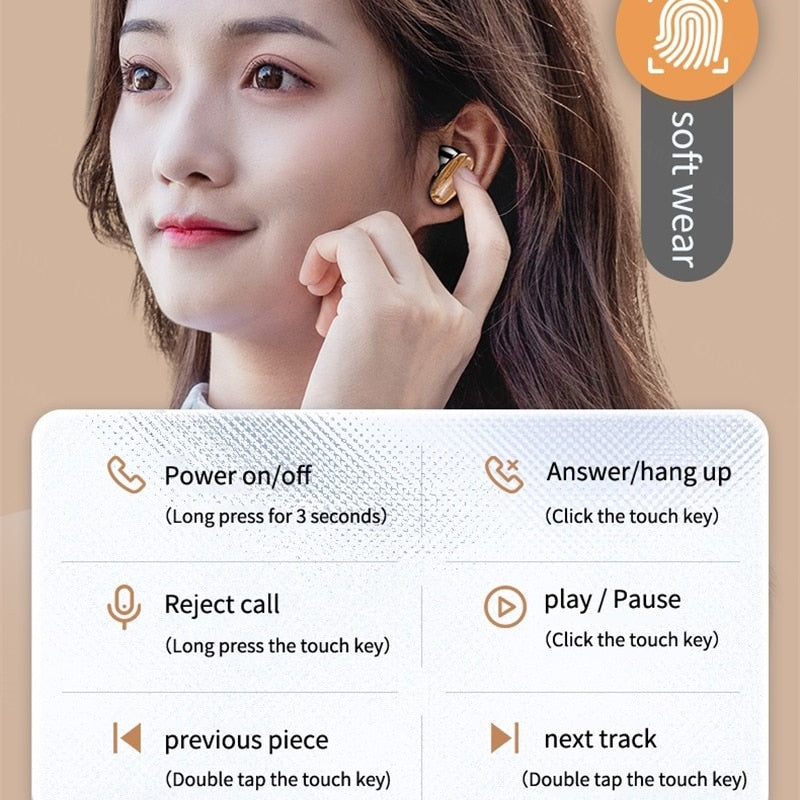 TWS Casques Sans Fil Bluetooth 5.2 Casque Intelligente Tactile Dans L'oreille HiFi Stéréo Écouteur Avec Micro Sport Bouchons D'oreilles Étanches