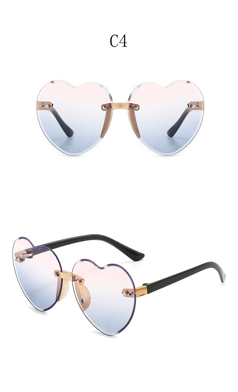 Nouveau élégant sans monture enfants mignon amour lunettes de soleil mode enfant rose dégradé lunettes de soleil garçon fille lunettes UV400 lunettes